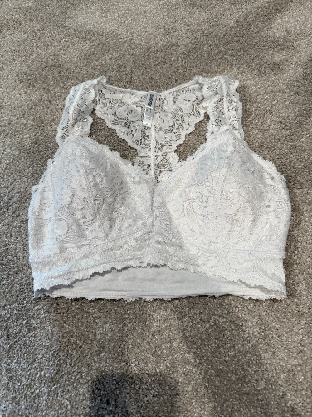 Zenana Outfitters White Lace Racerback Bralette